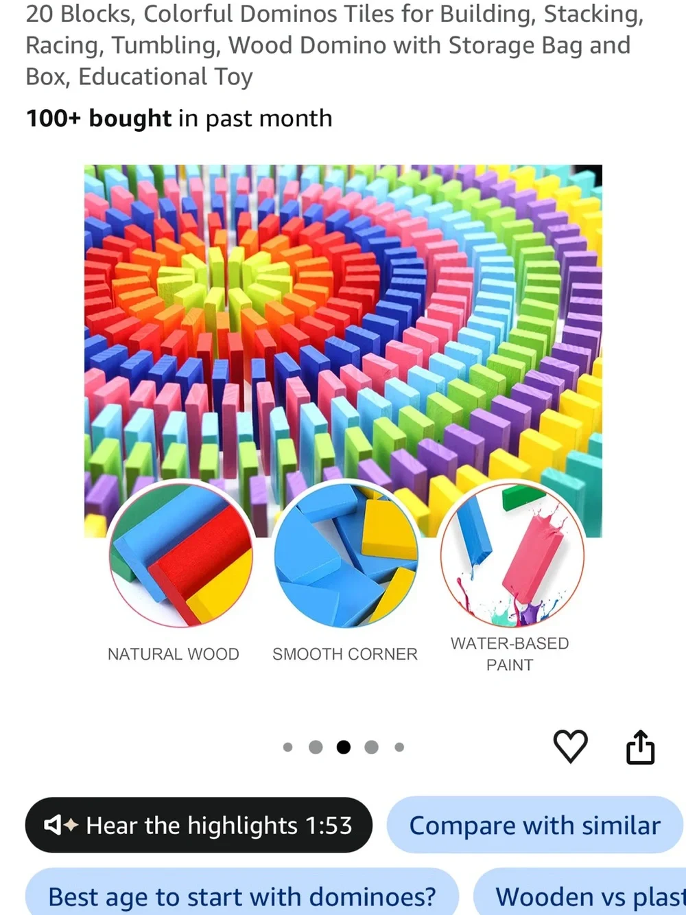 Colorful Wooden Dominos Set for Kids ~1000 pieces